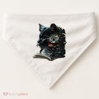 Cat Art Book Cat Motif Flowers Cat USA-Made Doggie Bandana thumb 0