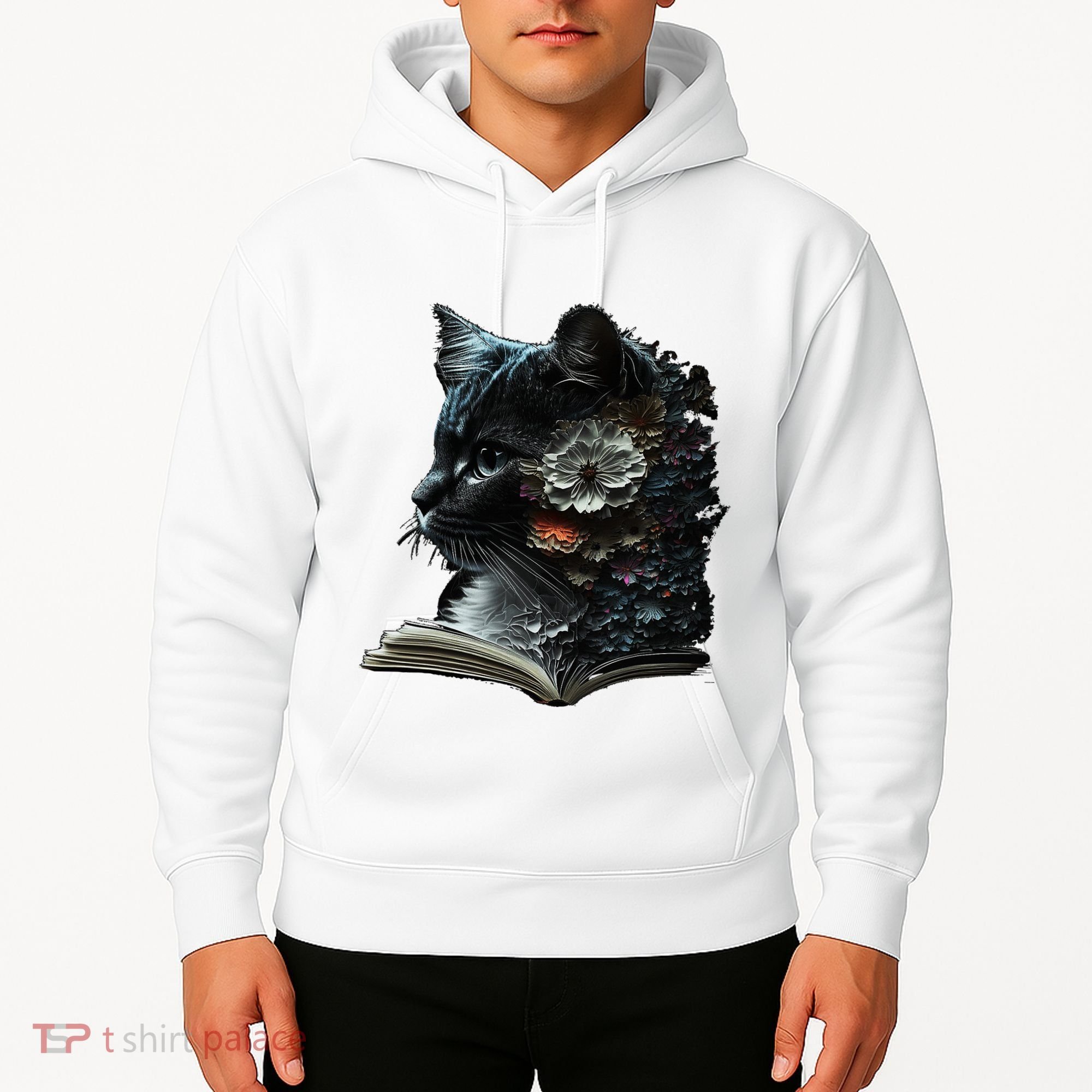 Cat Art Book Cat Motif Flowers Cat Hoodie