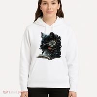 Cat Art Book Cat Motif Flowers Cat Hoodie thumb 5