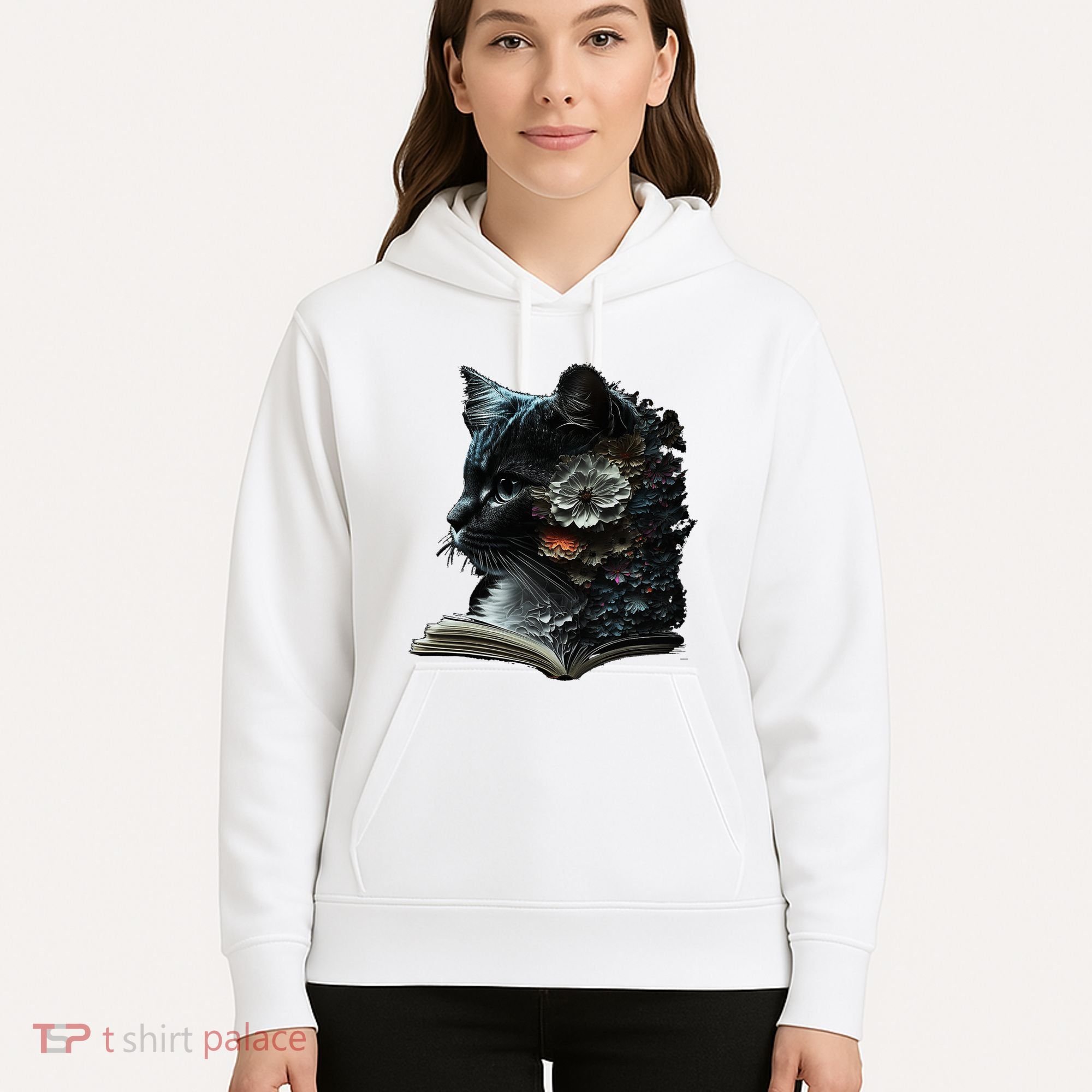 Cat Art Book Cat Motif Flowers Cat Hoodie