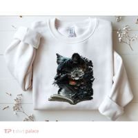 Cat Art Book Cat Motif Flowers Cat Sweatshirt thumb 2