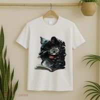 Cat Art Book Cat Motif Flowers Cat T-Shirt thumb 2