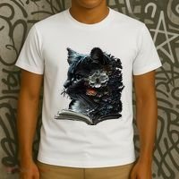 Cat Art Book Cat Motif Flowers Cat T-Shirt thumb 3