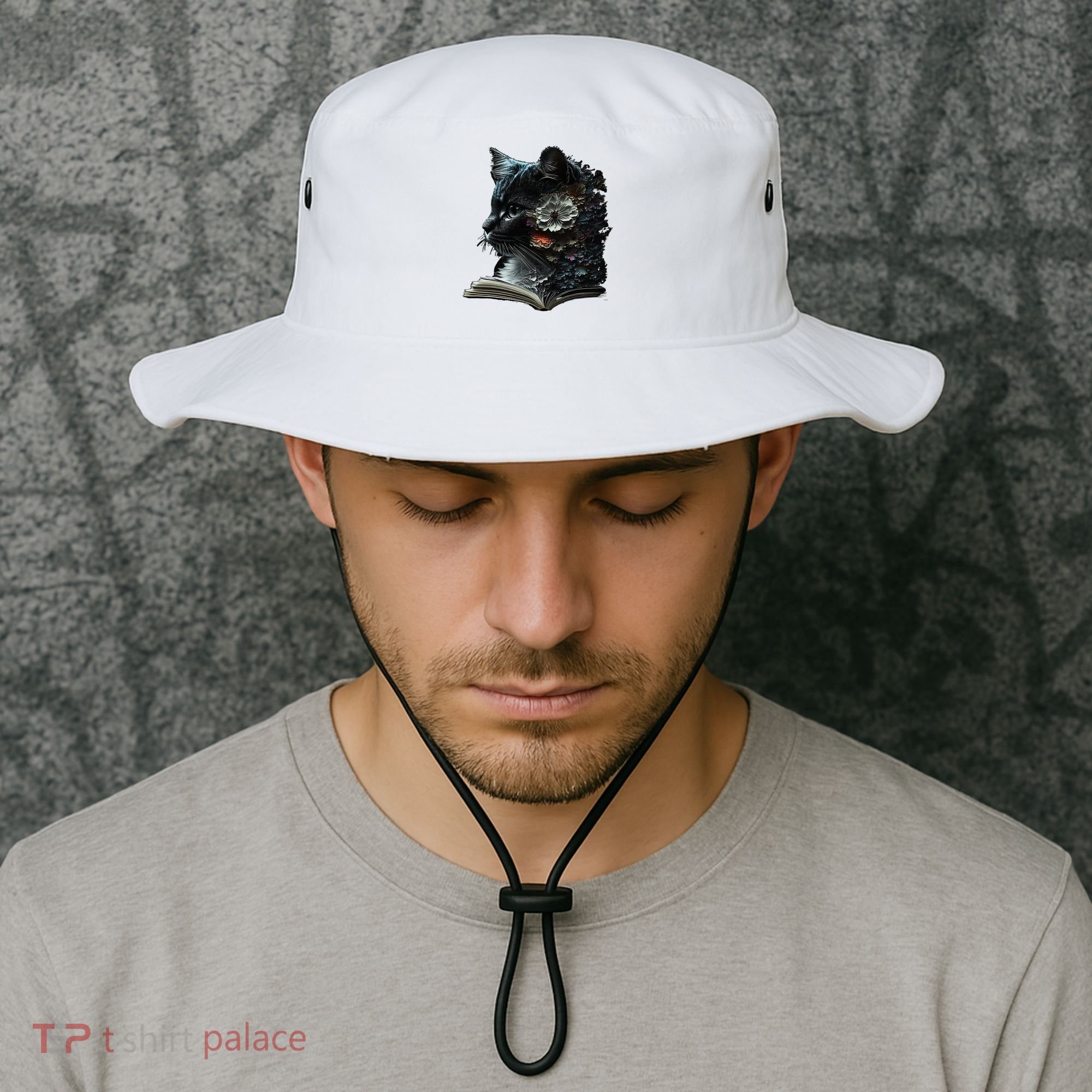 Cat Art Book Cat Motif Flowers Cat Bucket Hat