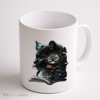 Cat Art Book Cat Motif Flowers Cat Coffee Mug thumb 1