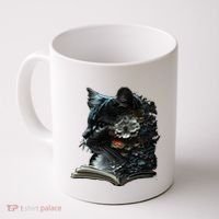 Cat Art Book Cat Motif Flowers Cat Coffee Mug thumb 0