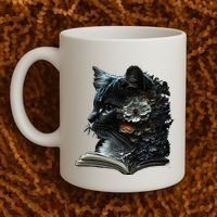 Cat Art Book Cat Motif Flowers Cat Coffee Mug thumb 2