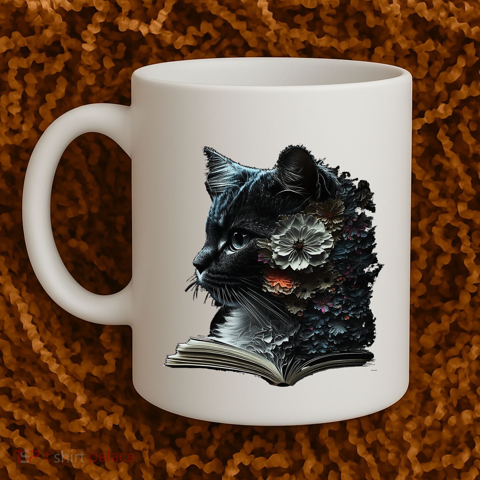Cat Art Book Cat Motif Flowers Cat Coffee Mug
