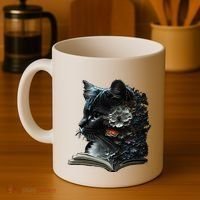Cat Art Book Cat Motif Flowers Cat Coffee Mug thumb 4