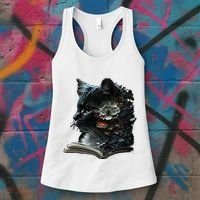 Cat Art Book Cat Motif Flowers Cat Women's Tank Top thumb 3
