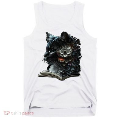 Cat Art Book Cat Motif Flowers Cat Tank Top