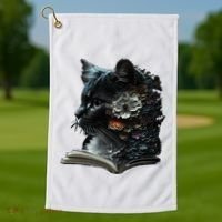Cat Art Book Cat Motif Flowers Cat Golf Towel thumb 1