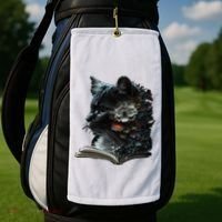Cat Art Book Cat Motif Flowers Cat Golf Towel thumb 2