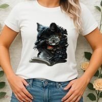 Cat Art Book Cat Motif Flowers Cat Women's T-Shirt thumb 2