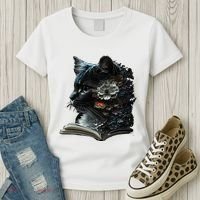 Cat Art Book Cat Motif Flowers Cat Women's T-Shirt thumb 3