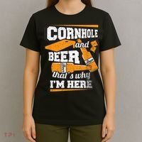 Cornhole And Beer That's Why I'm Here Funny Cornhole T-Shirt thumb 4