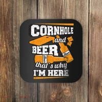 Cornhole And Beer That's Why I'm Here Funny Cornhole Coaster thumb 0
