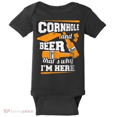 Cornhole And Beer That's Why I'm Here Funny Cornhole Baby Bodysuit