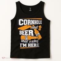 Cornhole And Beer That's Why I'm Here Funny Cornhole Tank Top thumb 2
