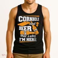 Cornhole And Beer That's Why I'm Here Funny Cornhole Tank Top thumb 3
