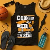 Cornhole And Beer That's Why I'm Here Funny Cornhole Tank Top thumb 4
