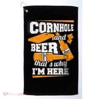 Cornhole And Beer That's Why I'm Here Funny Cornhole Golf Towel thumb 0