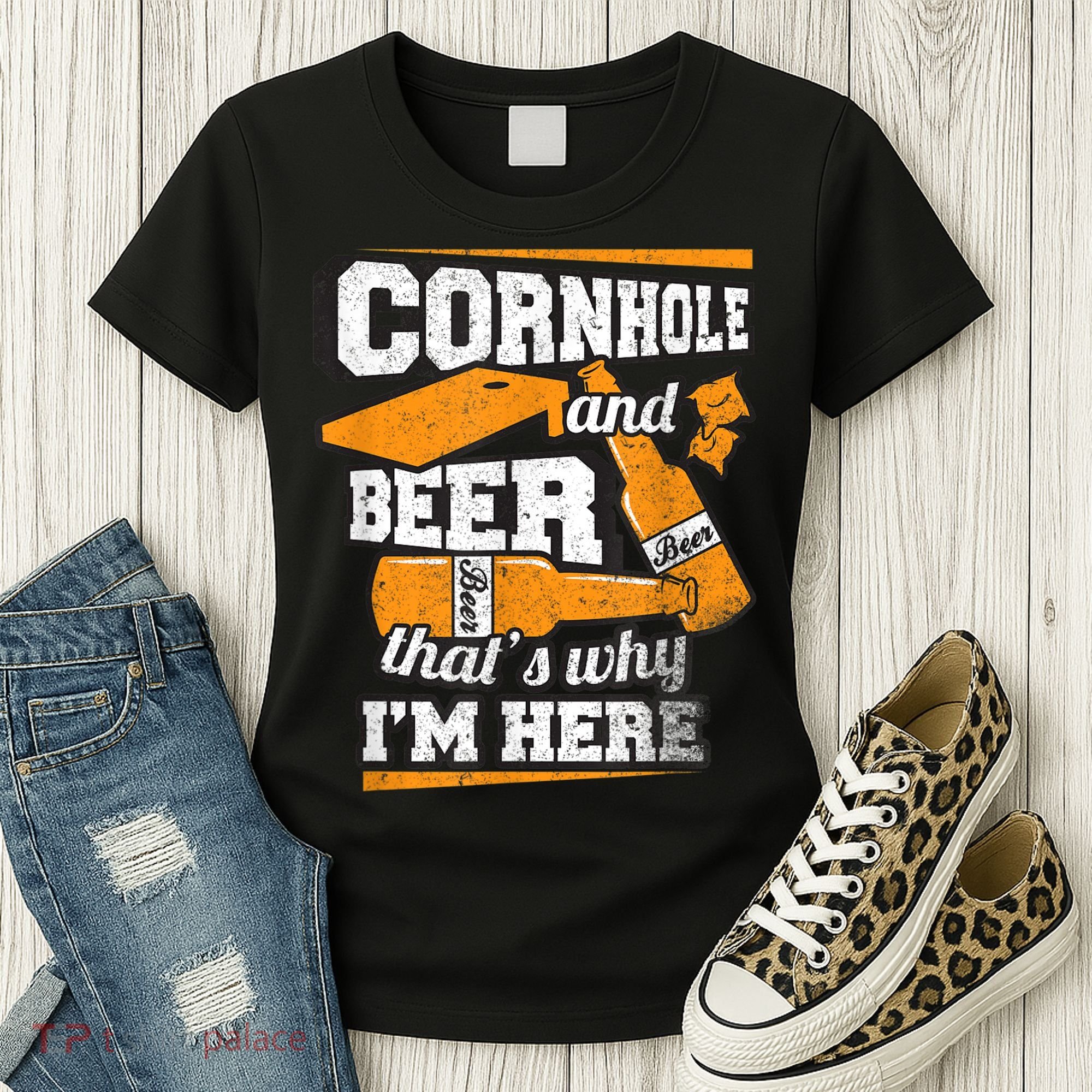 Cornhole And Beer That's Why I'm Here Funny Cornhole Women's T-Shirt