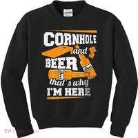 Cornhole And Beer That's Why I'm Here Funny Cornhole Kids Sweatshirt thumb 0