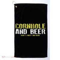 Cornhole And Beers Funny Gift Golf Towel thumb 0
