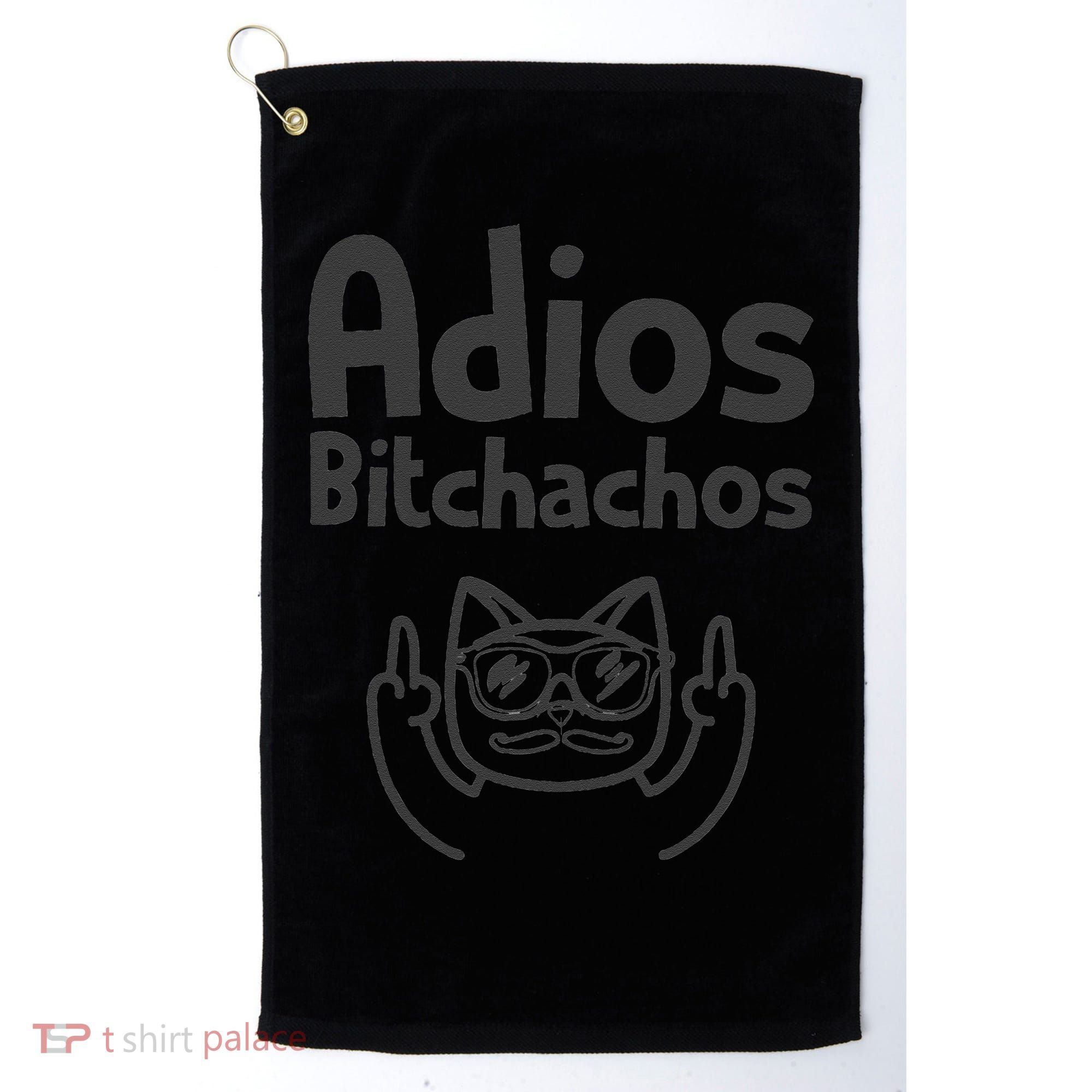 Cat Adios Bitchachos Cinco De Mayo Middle Finger Golf Towel