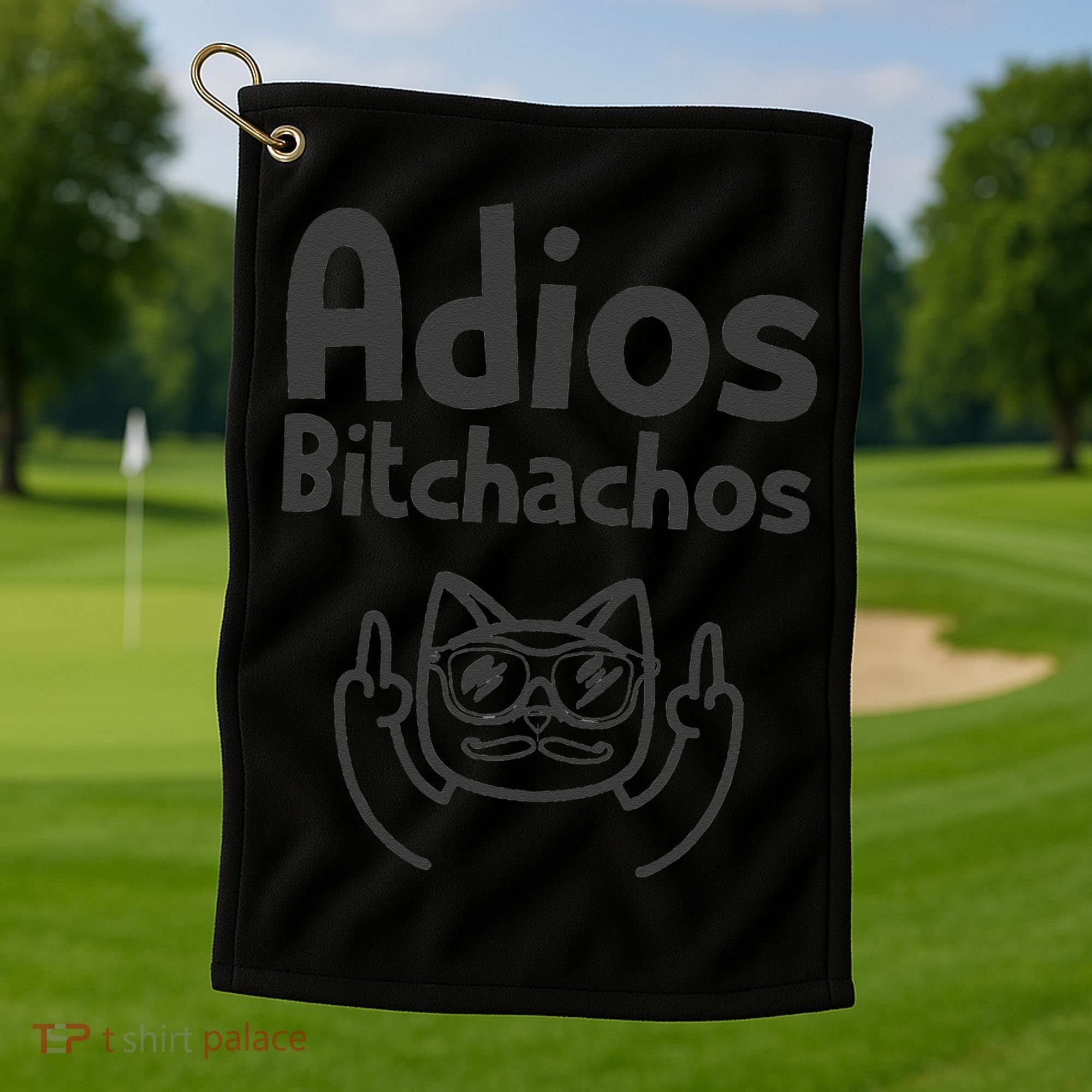 Cat Adios Bitchachos Cinco De Mayo Middle Finger Golf Towel