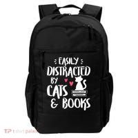 Cat And Book Lover Funny Easily Distracted By Cats And Books Meaningful Gift Backpack thumb 0
