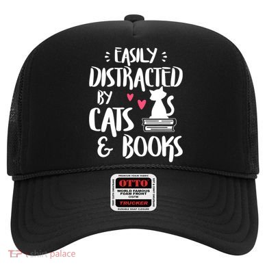Cat And Book Lover Funny Easily Distracted By Cats And Books Meaningful Gift Hat