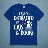 Cat And Book Lover Funny Easily Distracted By Cats And Books Meaningful Gift T-Shirt thumb 5