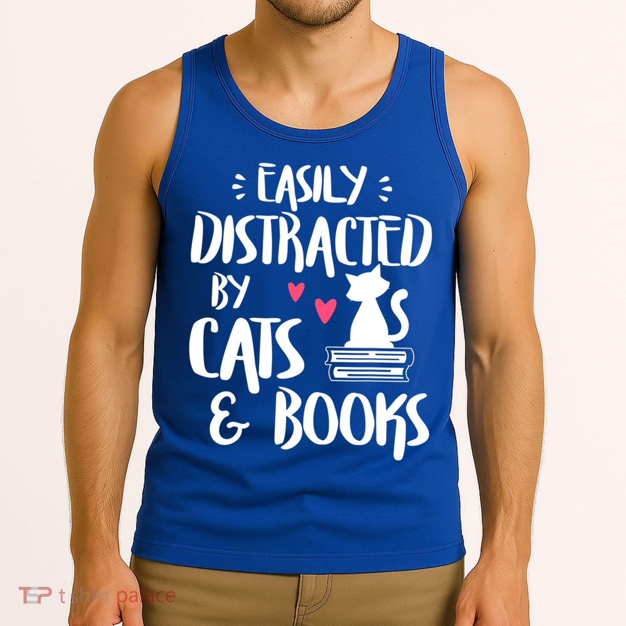 Cat And Book Lover Funny Easily Distracted By Cats And Books Meaningful Gift Tank Top