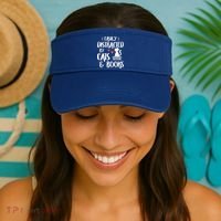 Cat And Book Lover Funny Easily Distracted By Cats And Books Meaningful Gift Visor thumb 2