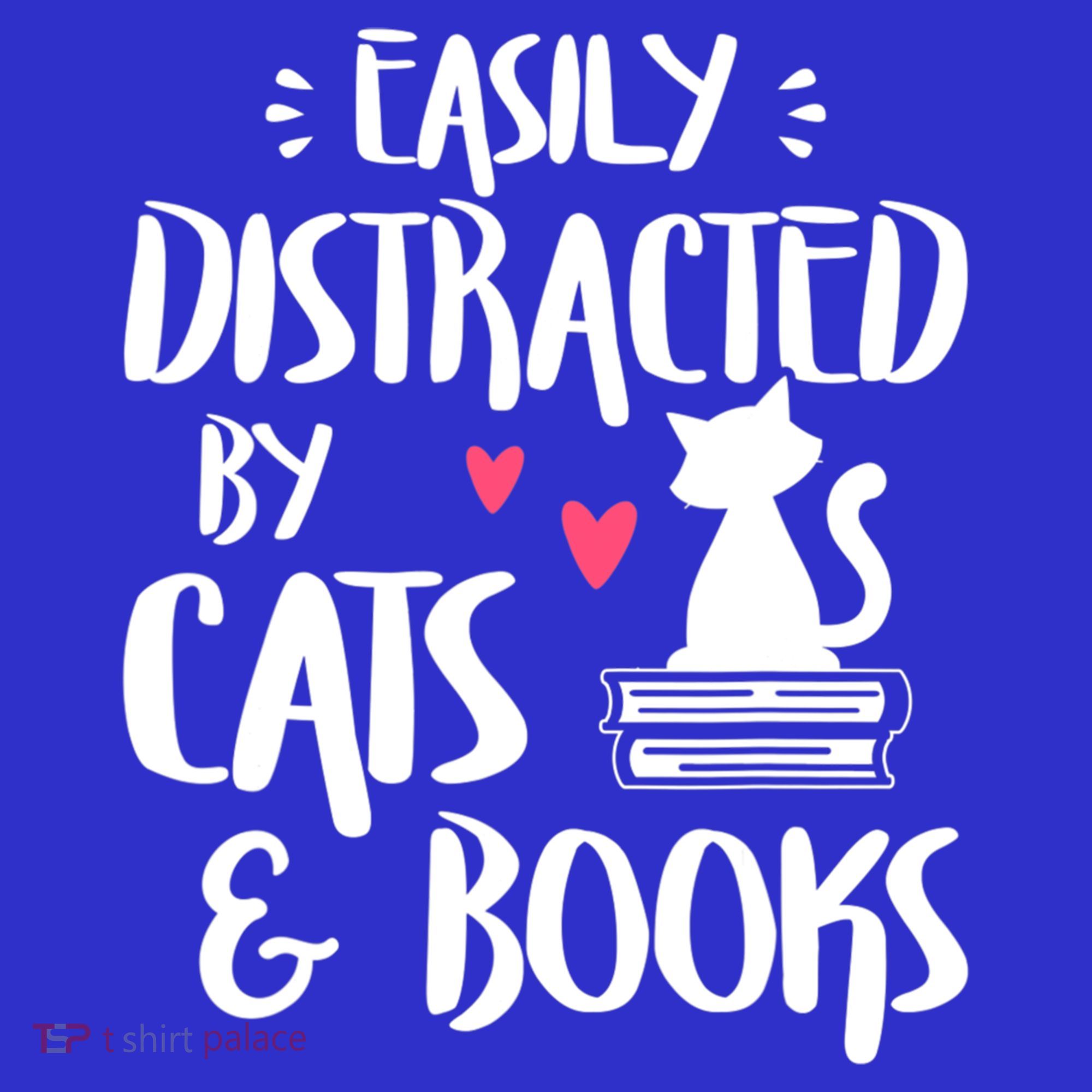 Cat And Book Lover Funny Easily Distracted By Cats And Books Meaningful Gift Kids Sweatshirt