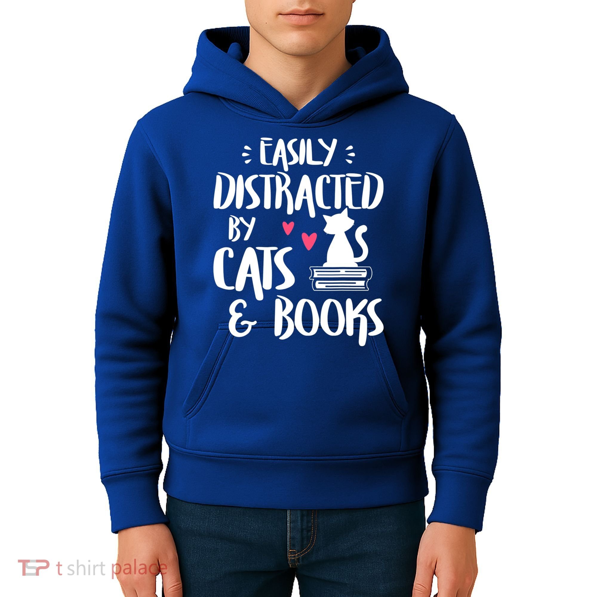 Cat And Book Lover Funny Easily Distracted By Cats And Books Meaningful Gift Kids Hoodie