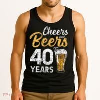 Cheers and Beers to 40 Years Birthday Beer Lover Party Tank Top thumb 3