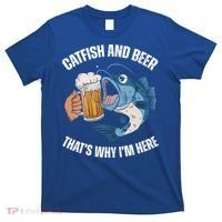 Catfish And Beer ThatS Why IM Here Catfish Fishing Cool Gift T-Shirt thumb 0