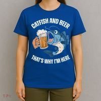 Catfish And Beer ThatS Why IM Here Catfish Fishing Cool Gift T-Shirt thumb 4