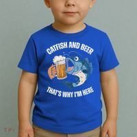 Catfish And Beer ThatS Why IM Here Catfish Fishing Cool Gift Toddler T-Shirt thumb 2