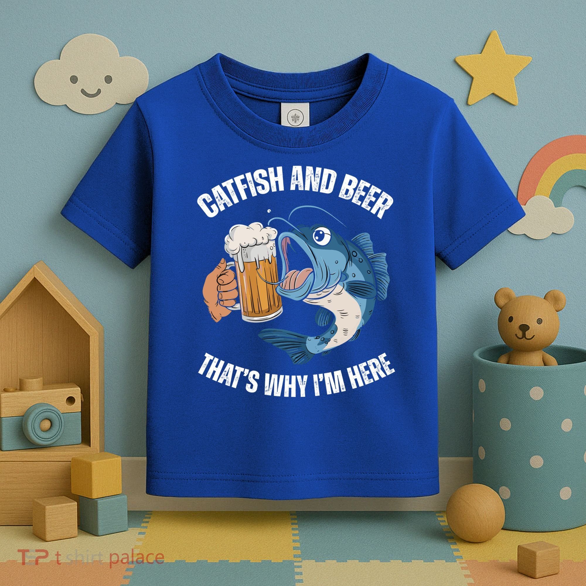 Catfish And Beer ThatS Why IM Here Catfish Fishing Cool Gift Toddler T-Shirt