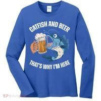 Catfish And Beer ThatS Why IM Here Catfish Fishing Cool Gift Women's Long Sleeve Shirt thumb 0