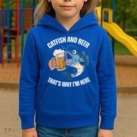 Catfish And Beer ThatS Why IM Here Catfish Fishing Cool Gift Kids Hoodie thumb 3