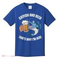 Catfish And Beer ThatS Why IM Here Catfish Fishing Cool Gift Kids T-Shirt thumb 0