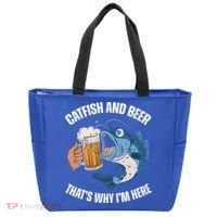 Catfish And Beer ThatS Why IM Here Catfish Fishing Cool Gift Tote Bag thumb 0