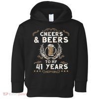 Cheers and Beers to 41 Years 41st Birthday Anniversary  Toddler Hoodie thumb 0
