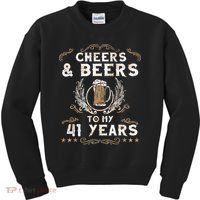 Cheers and Beers to 41 Years 41st Birthday Anniversary  Kids Sweatshirt thumb 0