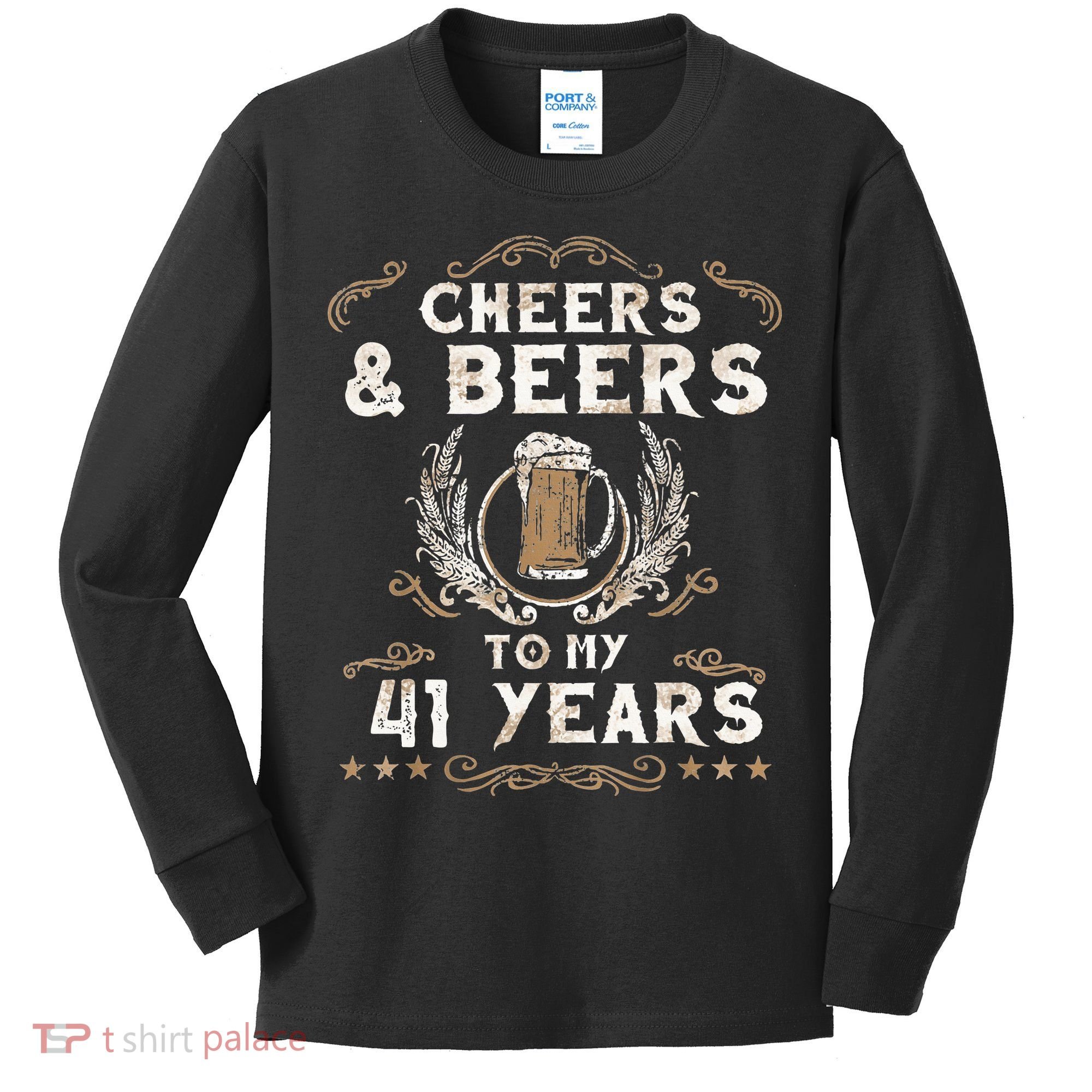 Cheers and Beers to 41 Years 41st Birthday Anniversary  Kids Long Sleeve Shirt